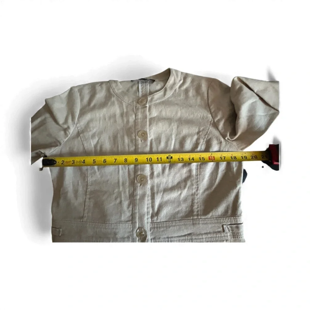 Kasper Safari Style Blazer Jacket Linen Blend Cream/Tan Size 10 - Picture 3 of 12